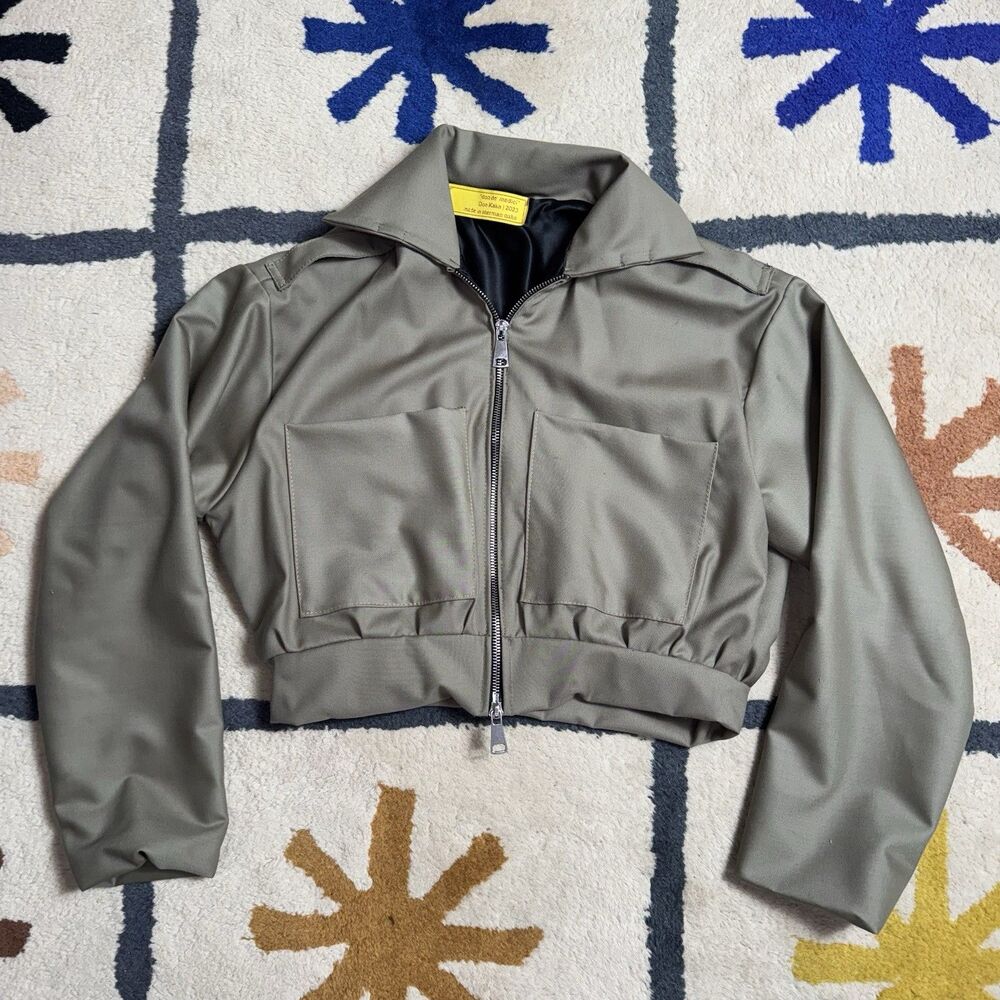 Don Kaka Olive Green Wool Jacket Silk Lined Designer Women’s Size Small Military